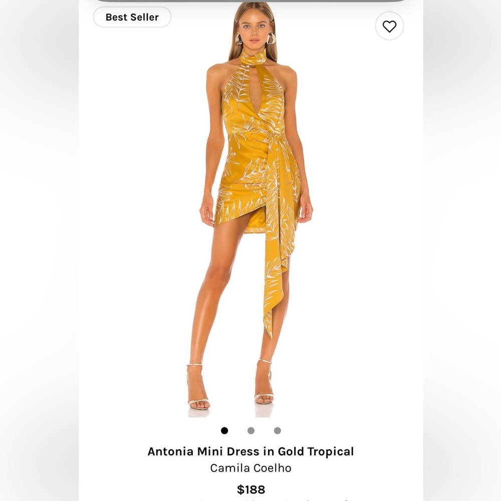 Antonia Mini Dress in Gold Tropical- S